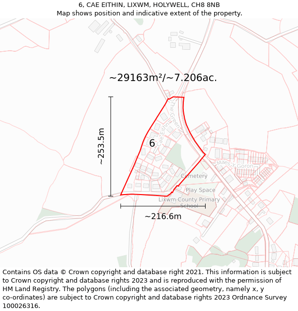 6, CAE EITHIN, LIXWM, HOLYWELL, CH8 8NB: Plot and title map