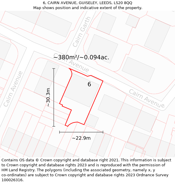 6, CAIRN AVENUE, GUISELEY, LEEDS, LS20 8QQ: Plot and title map