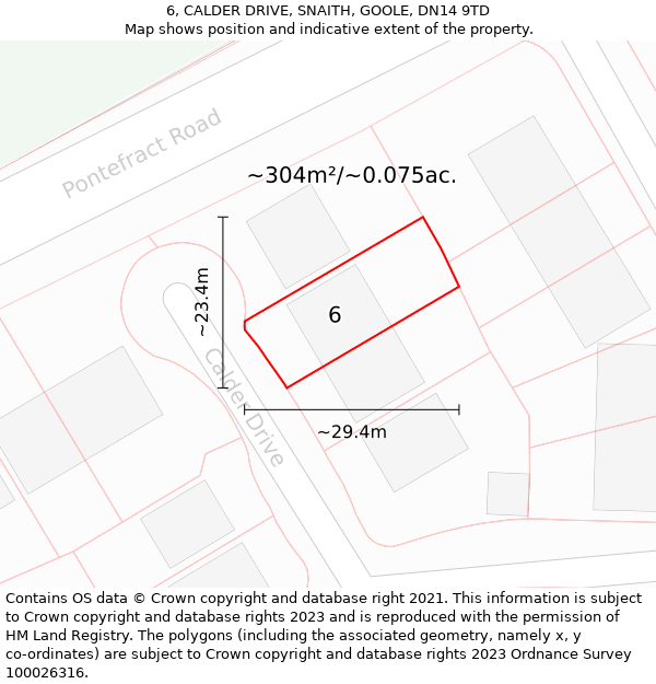 6, CALDER DRIVE, SNAITH, GOOLE, DN14 9TD: Plot and title map