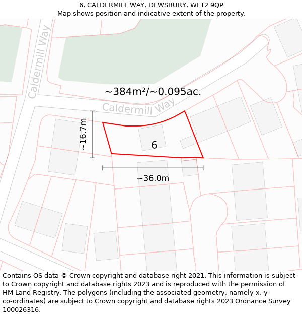 6, CALDERMILL WAY, DEWSBURY, WF12 9QP: Plot and title map