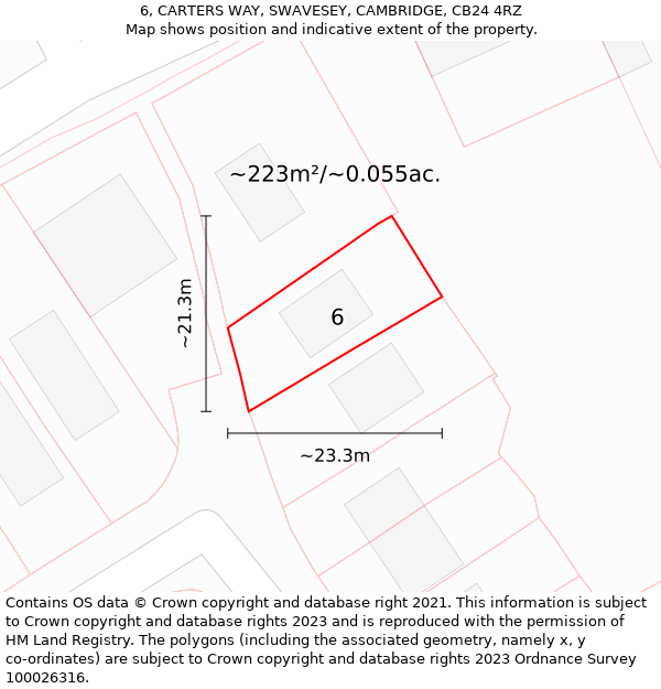 6, CARTERS WAY, SWAVESEY, CAMBRIDGE, CB24 4RZ: Plot and title map