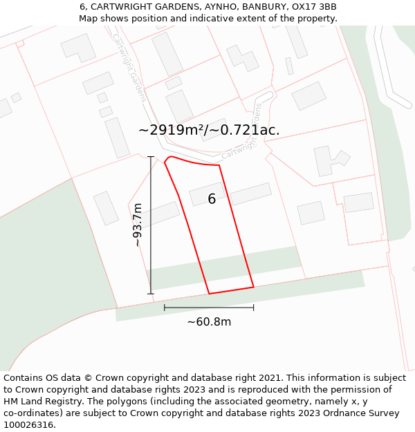 6, CARTWRIGHT GARDENS, AYNHO, BANBURY, OX17 3BB: Plot and title map