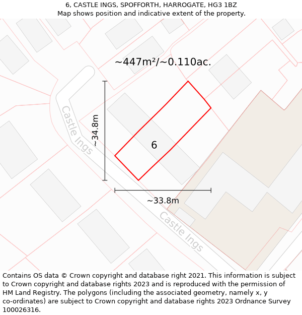 6, CASTLE INGS, SPOFFORTH, HARROGATE, HG3 1BZ: Plot and title map