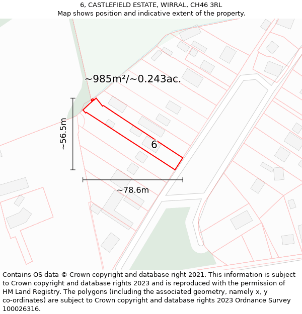 6, CASTLEFIELD ESTATE, WIRRAL, CH46 3RL: Plot and title map