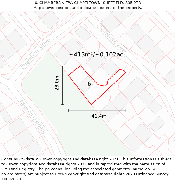 6, CHAMBERS VIEW, CHAPELTOWN, SHEFFIELD, S35 2TB: Plot and title map