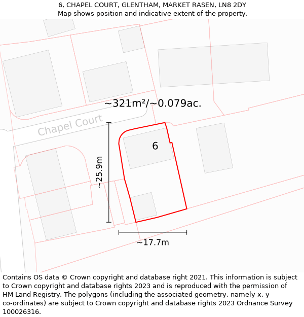 6, CHAPEL COURT, GLENTHAM, MARKET RASEN, LN8 2DY: Plot and title map