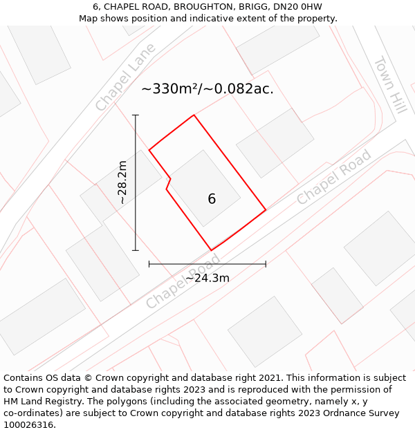 6, CHAPEL ROAD, BROUGHTON, BRIGG, DN20 0HW: Plot and title map