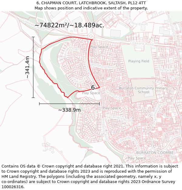 6, CHAPMAN COURT, LATCHBROOK, SALTASH, PL12 4TT: Plot and title map