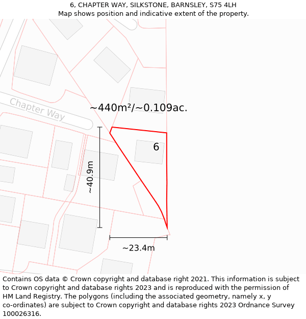 6, CHAPTER WAY, SILKSTONE, BARNSLEY, S75 4LH: Plot and title map