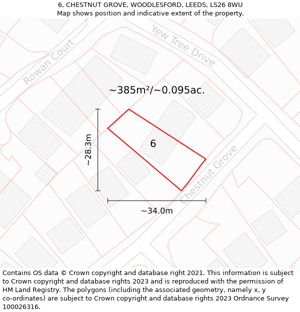 6, CHESTNUT GROVE, WOODLESFORD, LEEDS, LS26 8WU: Plot and title map