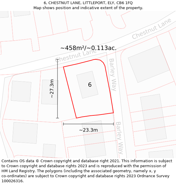 6, CHESTNUT LANE, LITTLEPORT, ELY, CB6 1FQ: Plot and title map