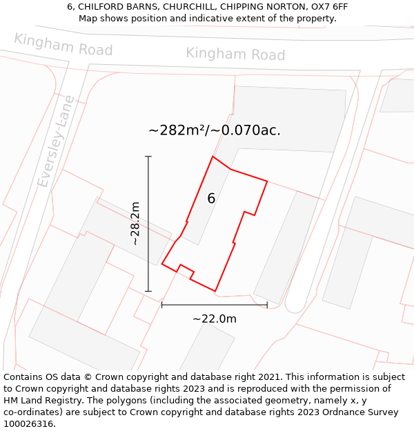 6, CHILFORD BARNS, CHURCHILL, CHIPPING NORTON, OX7 6FF: Plot and title map