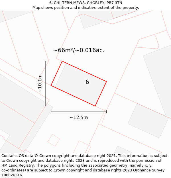 6, CHILTERN MEWS, CHORLEY, PR7 3TN: Plot and title map