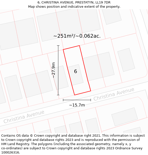 6, CHRISTINA AVENUE, PRESTATYN, LL19 7DR: Plot and title map