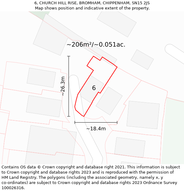 6, CHURCH HILL RISE, BROMHAM, CHIPPENHAM, SN15 2JS: Plot and title map