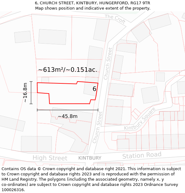 6, CHURCH STREET, KINTBURY, HUNGERFORD, RG17 9TR: Plot and title map