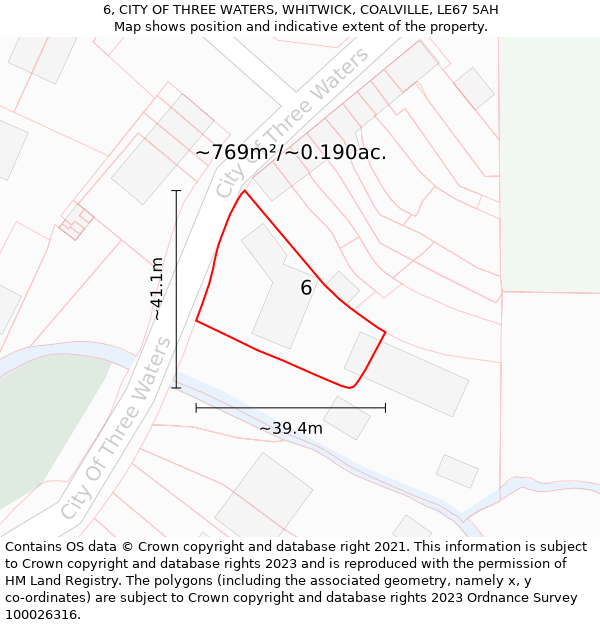 6, CITY OF THREE WATERS, WHITWICK, COALVILLE, LE67 5AH: Plot and title map