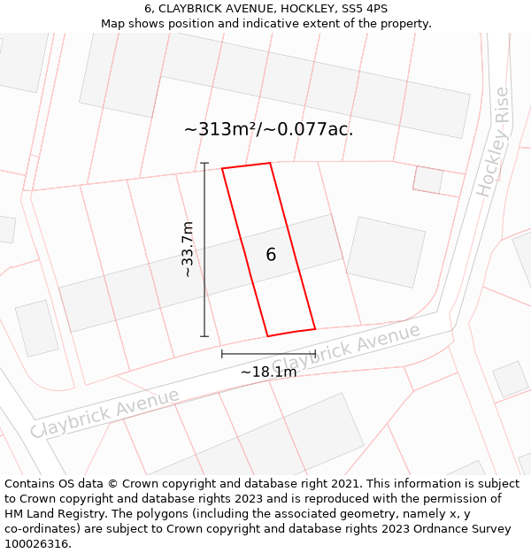 6, CLAYBRICK AVENUE, HOCKLEY, SS5 4PS: Plot and title map