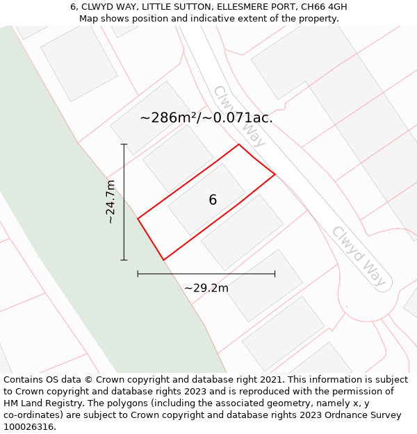 6, CLWYD WAY, LITTLE SUTTON, ELLESMERE PORT, CH66 4GH: Plot and title map