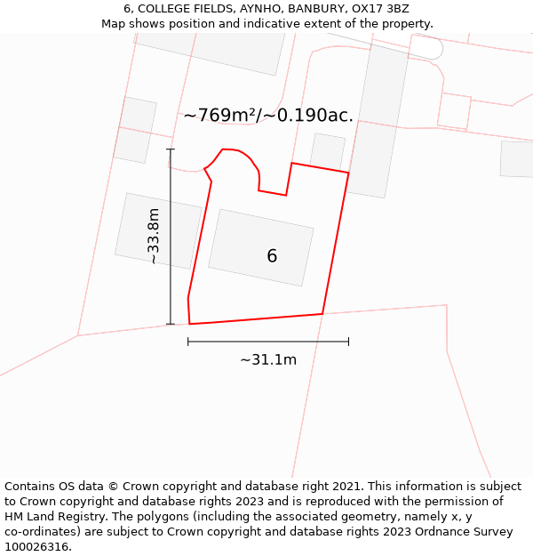 6, COLLEGE FIELDS, AYNHO, BANBURY, OX17 3BZ: Plot and title map