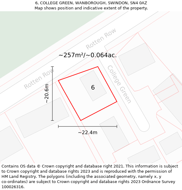 6, COLLEGE GREEN, WANBOROUGH, SWINDON, SN4 0AZ: Plot and title map