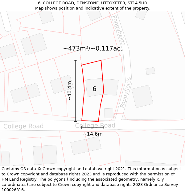 6, COLLEGE ROAD, DENSTONE, UTTOXETER, ST14 5HR: Plot and title map
