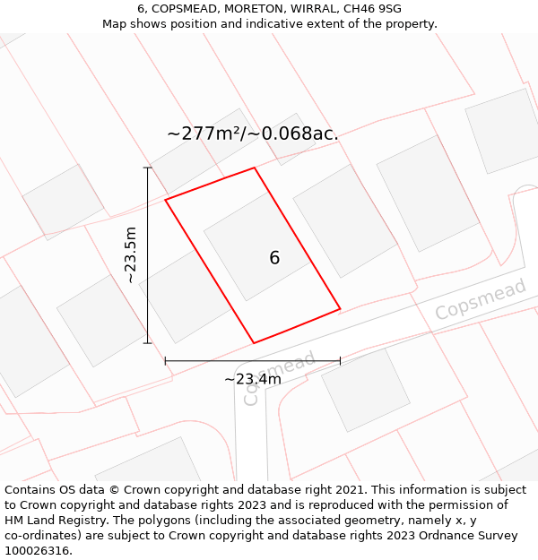 6, COPSMEAD, MORETON, WIRRAL, CH46 9SG: Plot and title map