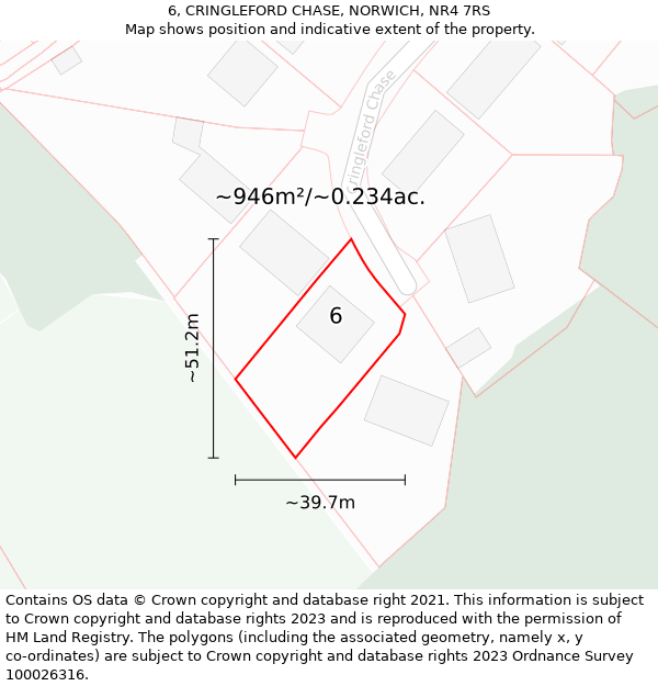 6, CRINGLEFORD CHASE, NORWICH, NR4 7RS: Plot and title map