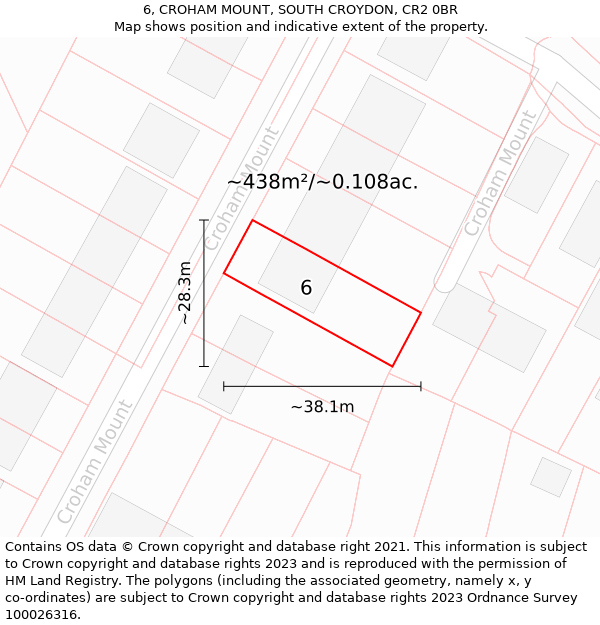 6, CROHAM MOUNT, SOUTH CROYDON, CR2 0BR: Plot and title map