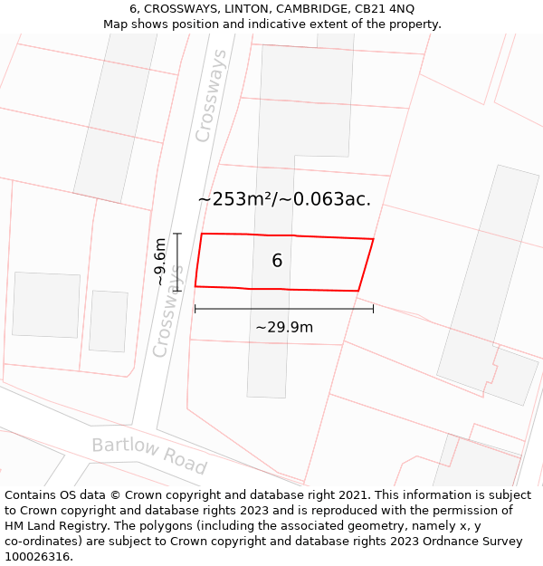 6, CROSSWAYS, LINTON, CAMBRIDGE, CB21 4NQ: Plot and title map