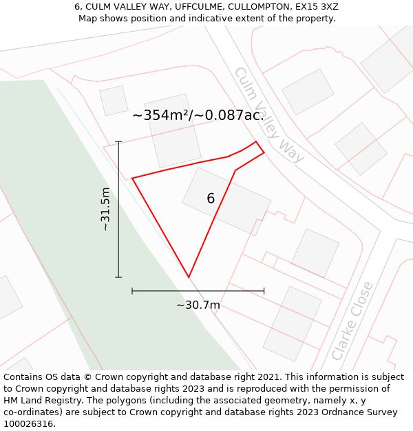 6, CULM VALLEY WAY, UFFCULME, CULLOMPTON, EX15 3XZ: Plot and title map