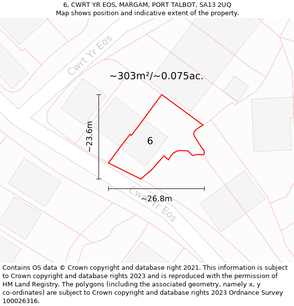 6, CWRT YR EOS, MARGAM, PORT TALBOT, SA13 2UQ: Plot and title map