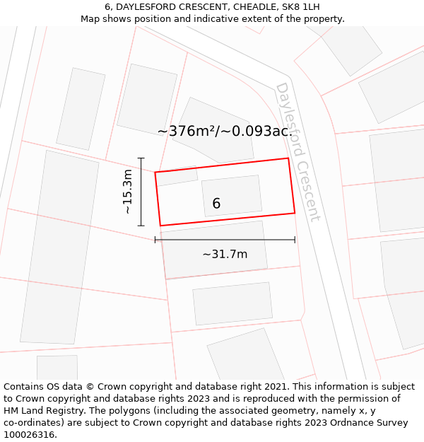 6, DAYLESFORD CRESCENT, CHEADLE, SK8 1LH: Plot and title map