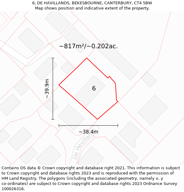 6, DE HAVILLANDS, BEKESBOURNE, CANTERBURY, CT4 5BW: Plot and title map