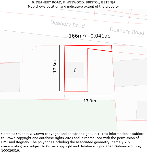 6, DEANERY ROAD, KINGSWOOD, BRISTOL, BS15 9JA: Plot and title map