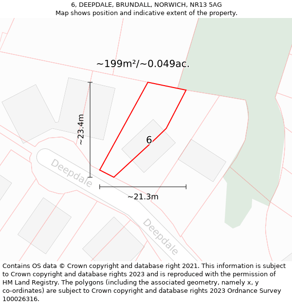 6, DEEPDALE, BRUNDALL, NORWICH, NR13 5AG: Plot and title map