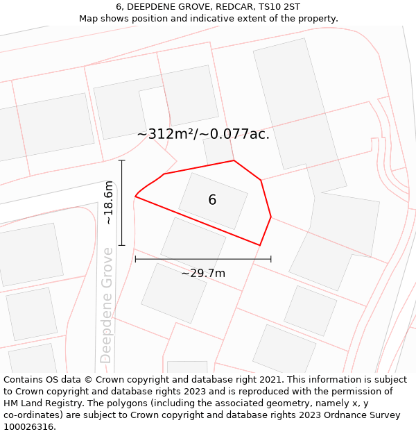 6, DEEPDENE GROVE, REDCAR, TS10 2ST: Plot and title map