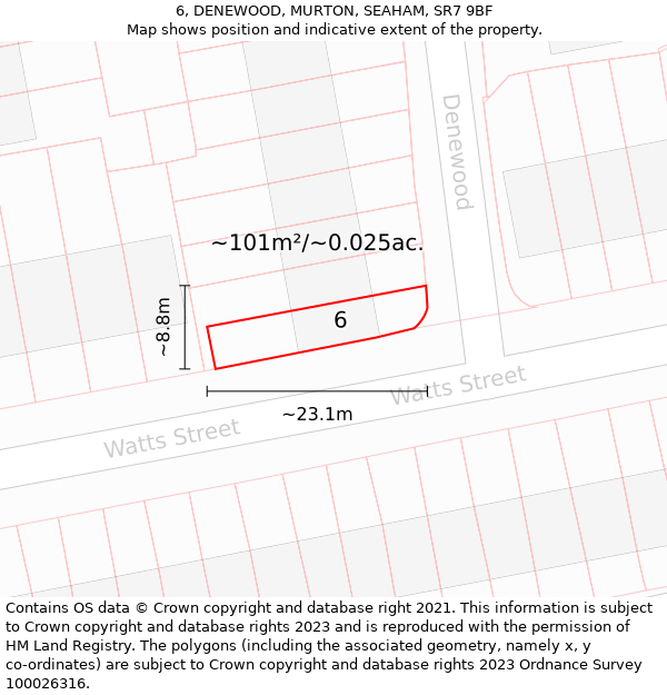 6, DENEWOOD, MURTON, SEAHAM, SR7 9BF: Plot and title map