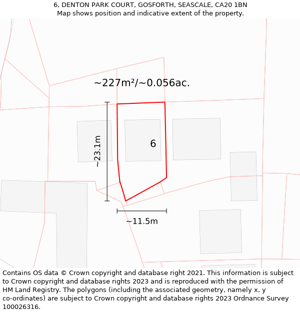 6, DENTON PARK COURT, GOSFORTH, SEASCALE, CA20 1BN: Plot and title map