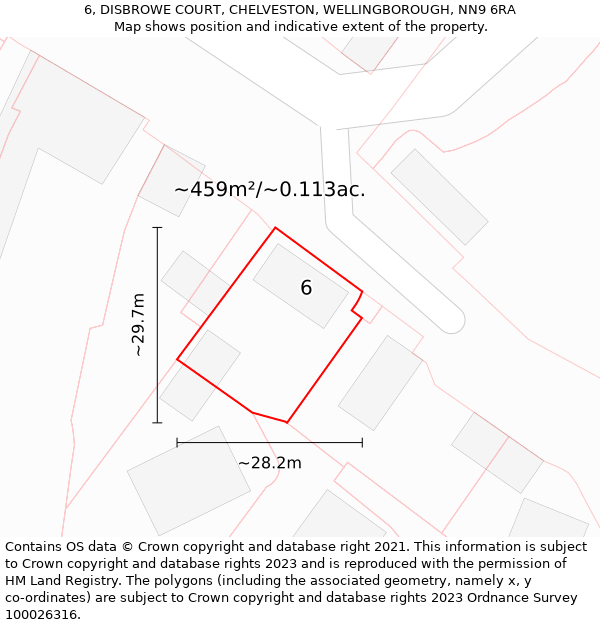 6, DISBROWE COURT, CHELVESTON, WELLINGBOROUGH, NN9 6RA: Plot and title map