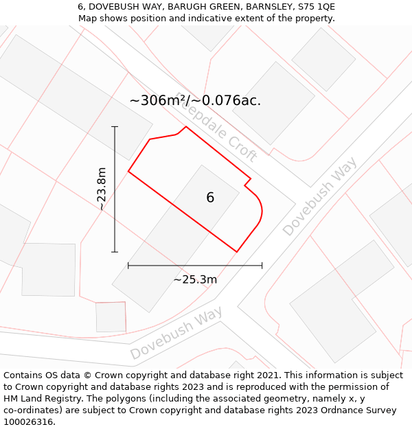 6, DOVEBUSH WAY, BARUGH GREEN, BARNSLEY, S75 1QE: Plot and title map