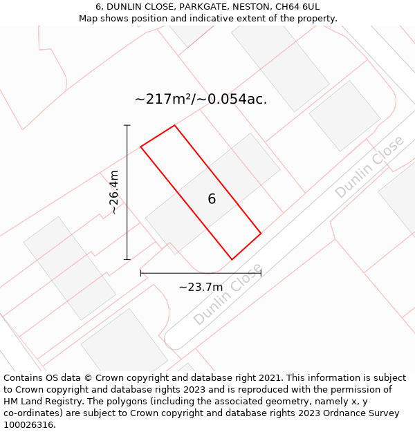 6, DUNLIN CLOSE, PARKGATE, NESTON, CH64 6UL: Plot and title map