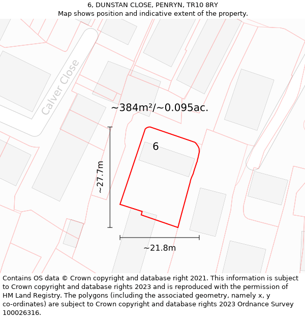 6, DUNSTAN CLOSE, PENRYN, TR10 8RY: Plot and title map