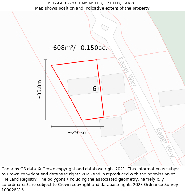 6, EAGER WAY, EXMINSTER, EXETER, EX6 8TJ: Plot and title map