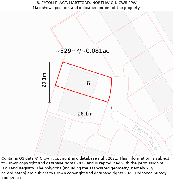 6, EATON PLACE, HARTFORD, NORTHWICH, CW8 2PW: Plot and title map