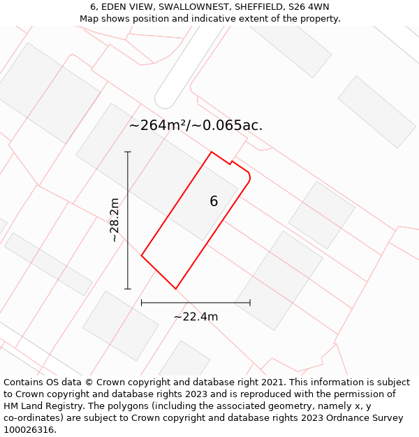 6, EDEN VIEW, SWALLOWNEST, SHEFFIELD, S26 4WN: Plot and title map