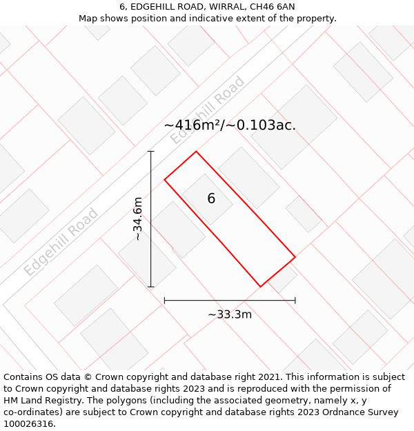 6, EDGEHILL ROAD, WIRRAL, CH46 6AN: Plot and title map