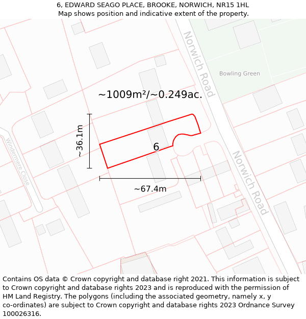 6, EDWARD SEAGO PLACE, BROOKE, NORWICH, NR15 1HL: Plot and title map