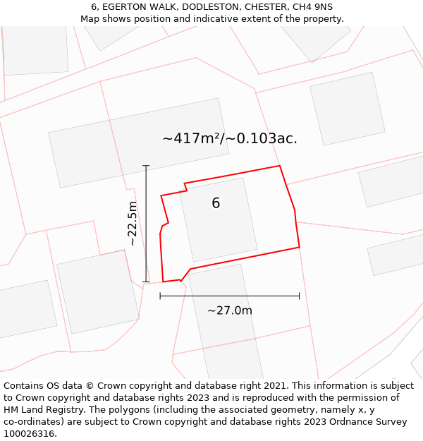 6, EGERTON WALK, DODLESTON, CHESTER, CH4 9NS: Plot and title map