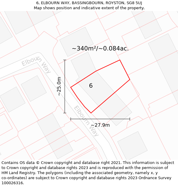 6, ELBOURN WAY, BASSINGBOURN, ROYSTON, SG8 5UJ: Plot and title map